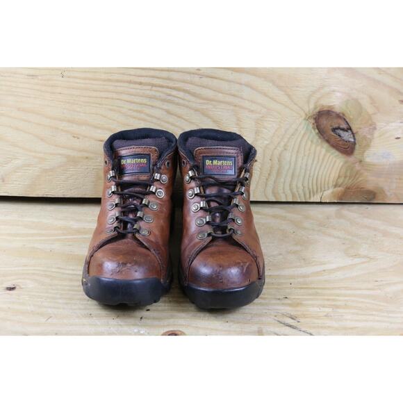 Doc Martens Boots Mens 7 Brown Leather Steel Toe Safety Ankle Womens 9 - Picture 2 of 10
